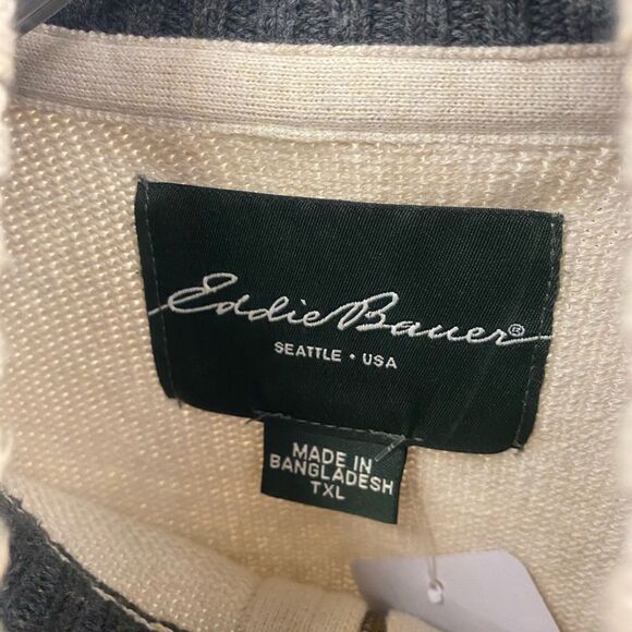 Eddie Bauer Mens XL White and Grey Sweater - Picture 2 of 3